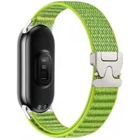 Wigento Smartwatch-Armband Nylon für Xiaomi Smart Band 10 / 9 / 8 Parachute Schnalle Hellgrün, Edelstahl Schnalle, verstellbare Länge