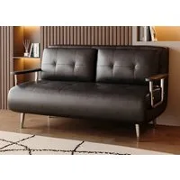 oleyluckidea Schlafsofa 150cm,Lederoptik Sofa ausziehbare Schlafcouch mit Schlaffunktion,braun, Zum Bett umwandelbar, Bettfunktion, Sofabett