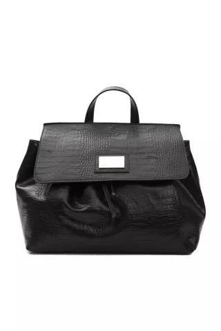 Pompei Donatella Schwarze Leder Damen Schultertasche