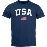 Neverless Print-Shirt Herren T-Shirt USA Schriftzug College Retro US Flagge Amerika Fashion mit Print
