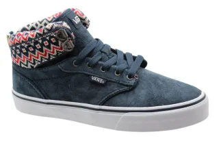Vans von der Wand ATwood Hi Top Schnürung Blau Leder Womens Trainer VoTDX0 B39C