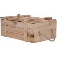 UNUS HOME Dekokiste Holzkisten geflammt mit Deckel und Seilgriffen (1 St., Groß: 36x14,5x24cm (BxHxT), Schatzkiste Holz, Truhe mit Deckel, Aufbewahrungskiste, Geschenkebox