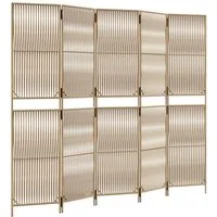 vidaXL Raumteiler Paravent 5-tlg. Beige Poly Rattan, 1-tlg.