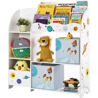 SONGMICS Spielzeugtruhe Kinderregal Bücherregal Kinder, Spielzeugregal mit 2 Aufbewahrungsboxen