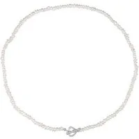 Hey Happiness Perlenkette Choker Damen, echte Süßwasserperlen, Herz & Knebelverschluss aus 925 Silber