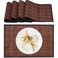 relaxdays Platzset Tischset 4er Set Bambus, (4er Set), braun