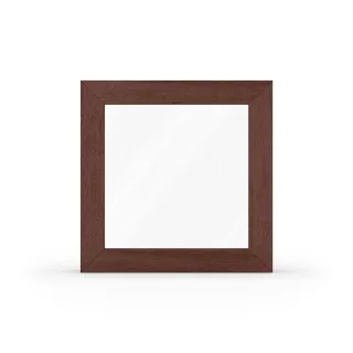 Kellerfenster in Braun, PVC, Ideal 4000, außen Braun Dekor, innen Weiß, 510 x 510 mm, festverglast, individuell konfigurieren