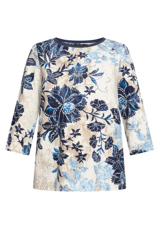 Betty Barclay - Sweatshirt Beige/Blau - Gr. - 40