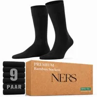 NERS Basicsocken 6 Paar Socken aus Bambus Damen & Herren, ohne Naht, Komfortbund (9-Paar) Premium Bambussocken Atmungsaktiv, & Weich, Geschenkbox