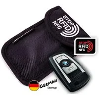MakakaOnTheRun Schlüsseltasche KeySafe Case, Diebstahlschutz, Ausleseschutz, Autoschlüssel, Schlüsseletui, schwarz, mit Karabiner und Gürtelschlaufe