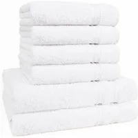 HAMMETEX Handtuch Set 6-teiliges Handtuch Set, 100% Baumwolle, Weich & Saugstark, Frottier (Set, 6-St), mit Bordüre, einfarbig, weich