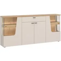 Lomadox Sideboard CARMONA-129, 190 cm breit in Kaschmir & Eiche, 4 Türen & 1 Schublade