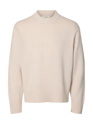 selected men - SLMCALLE CASHMERE BLEND CREW Oatmeal - Gr. - L