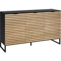 Bellamio Kommode Luvua in schwarz/Eichenoptik (mit Türen), Sideboard 135cm lang mit Holzoptik-Front