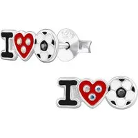 schmuck23 Ohrstecker-Set Ohrstecker Fussball Herz 925 Silber Mädchen Jungen (Geschenkset), für sicheren und sanften Halt mit 2 x Silikonverschluß zusätzlich