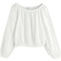Next Langarmbluse Langärmelige Bardot-Bluse mit Struktur (1-tlg)
