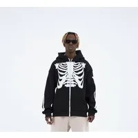 COFI Casuals Hoodie Herren Hoodie mit stickerei Skelett Zipper Baumwolle Jacke