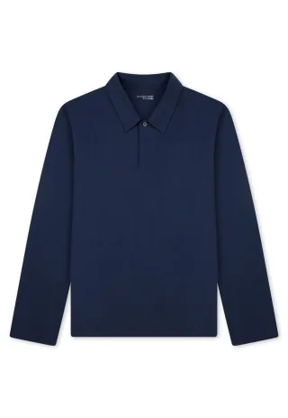 SCHIESSER - Poloshirt langarm deep sea blue - Gr. - 52
