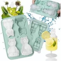 Zaewry Eiswürfelform Eiswürfelform Silikon Katze, Lustige Tier Eiswürfel Form mit Deckel, Silikonform für Whiskey & Cocktails