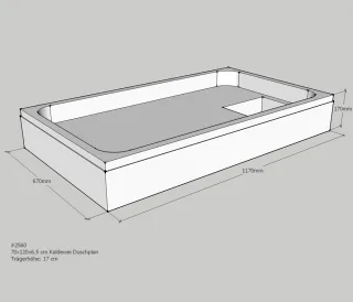 Neuesbad Wannenträger für Kaldewei Duschplan 70x120x6,5 SD21821