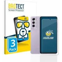BROTECT Displayschutzglas Folie für Samsung Galaxy S21 FE 5G (Display+Kamera), 3 Stück, Schutzfolie Glas Panzer Display Schutz klar