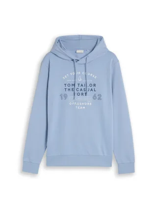 Tom Tailor - Hoodie Sweatshirt mit Print Pale Blue - Gr. - XXL