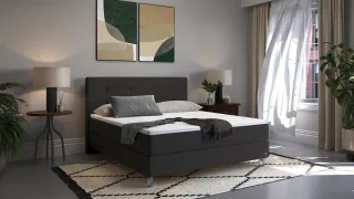 BRUNO Boxspringbett Premium 180x200cm in Schwarz | Matratzen-Härtegrad: Links H2 / Rechts H2 | mehrfach ausgezeichnet in Design & Qualität