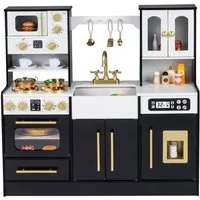 COSTWAY Spielküche MDF, Mit Herd, Spüle, Wasserhahn, Backofen, Eismaschine
