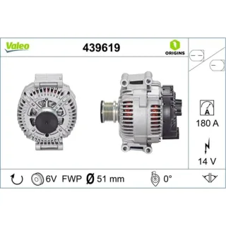 Valeo Generator  180A Mercedes Sprinter Viano Vito 439619