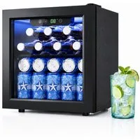Furnicopia Getränkekühlschrank leise, 24 Dosen/6 Flaschen, verstellbares Regal, Digital-Display, Energieklasse E JC-36UEL-F, Kompressor, Doppelglas, LED, wenig Reif