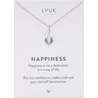 LUUK LIFESTYLE Kette mit Anhänger Kleine Muschel, mit HAPPINESS Spruchkarte, lässig und cooles Design