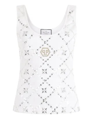 Tank Top Rhomb Flower Strass