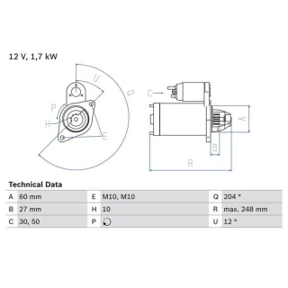Bosch Anlasser 1,7 kW Mercedes 0986023100