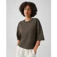 OPUS T-Shirt Boxy T-Shirt aus reinem Baumwolljersey Oversized Passform, Seitenschlitze für lässigen Look