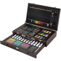 ECD Germany Kreativset Kunst- und Zeichenset Malkoffer für Kinder und Erwachsene, (112-tlg), 112 Teilig Buntstifte Öl- und Acrylfarben Malkreiden Wasserfarben