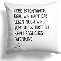 22Feels Dekokissen Patentante Geschenk Patin Taufpatin Geburtstag Weihnachten Deko Frauen, Deko mit Persönlichkeit