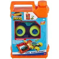 Hot Wheels Spielzeug-Monstertruck Fuel N’ Go-Spielset mit Motosaurus-Spielzeugtruck, inkl. 2 zerdrückte Autos