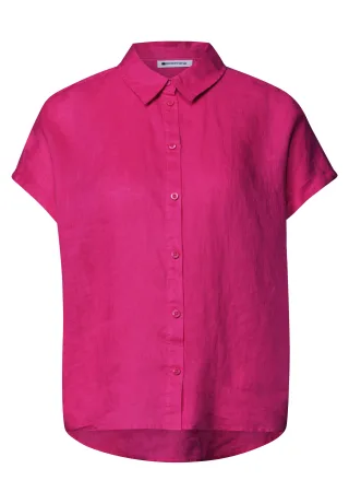 Street One - Dropped Shoulder Bluse aus Leinen magenta dream - Gr. - 34