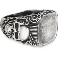 CAÏ Fingerring 925/- Sterling Silber matt-oxidiert Totenkopf