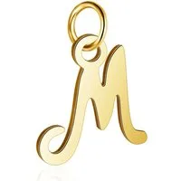BUNGSA Anhänger Set Anhänger Buchstaben Gold aus Edelstahl Unisex M (1 Armband, 1-tlg), Pendant Halsketten