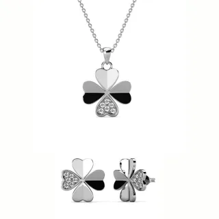 Kleeblatt-Sets - Silber und Kristall