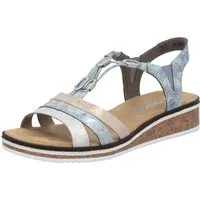 Rieker Riemchensandale, Sommerschuh, Sandalette, Keilabsatz, mit dezenter Schmuckverzierung