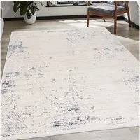 TeppichHome24 Teppich Glänzender Wohnzimmer Teppich in blau-weiß, rechteckig