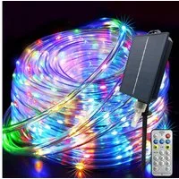 GLPE LED Solarleuchte Solar Lichterkette 20 m 200 LED RGB Garten Außen IP65, LED fest integriert, Mehrfarbig (RGB), RGB 8 Modi Fernbedienung IP65 Solar 200 LED 20 m Außen