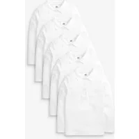 Next Langarm-Poloshirt Langärmelige Polo-Shirts Baumwolle, 5er-Pack (5-tlg)