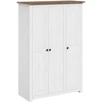 vidaXL Kleiderschrank Kleiderschrank 3-Türig Weiß 118×50×171,5 cm Kiefer Panama Serie (1-St)