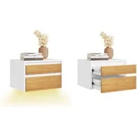 SoBuy Nachttisch FBT174/175, 2er set Nachtschrank Nachttisch hängend, Bettablage, Wandregal mit Bewegungssensor Licht, mit Schublade, Schlafzimmer