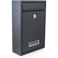 Bituxx Briefkasten klein mit Namensschild Schwarz (MS-16848)