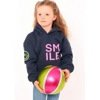 Zwillingsherz Hoodie "Alissa-Kids" mit "Smile"-Aufdruck in Neonfarben und gestickte Smiley