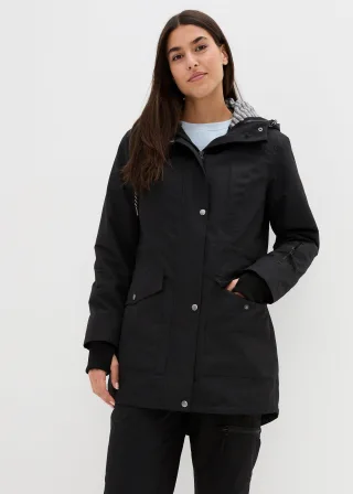 bonprix wasserdichte 3in1 Longjacke mit praktischen Taschen, schwarz, Gr.50, Wasserdichter 3 in 1 Parka und praktischen Taschen, aus Fleece